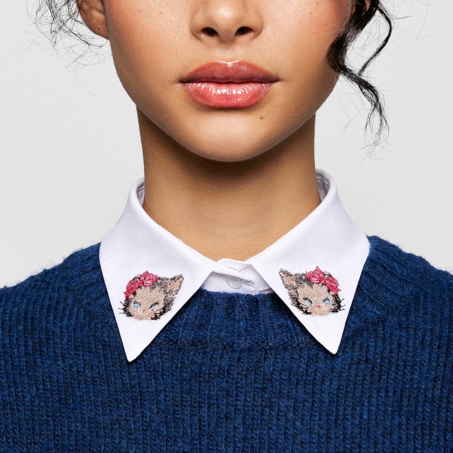 Kitten Embroidered Detachable Collar