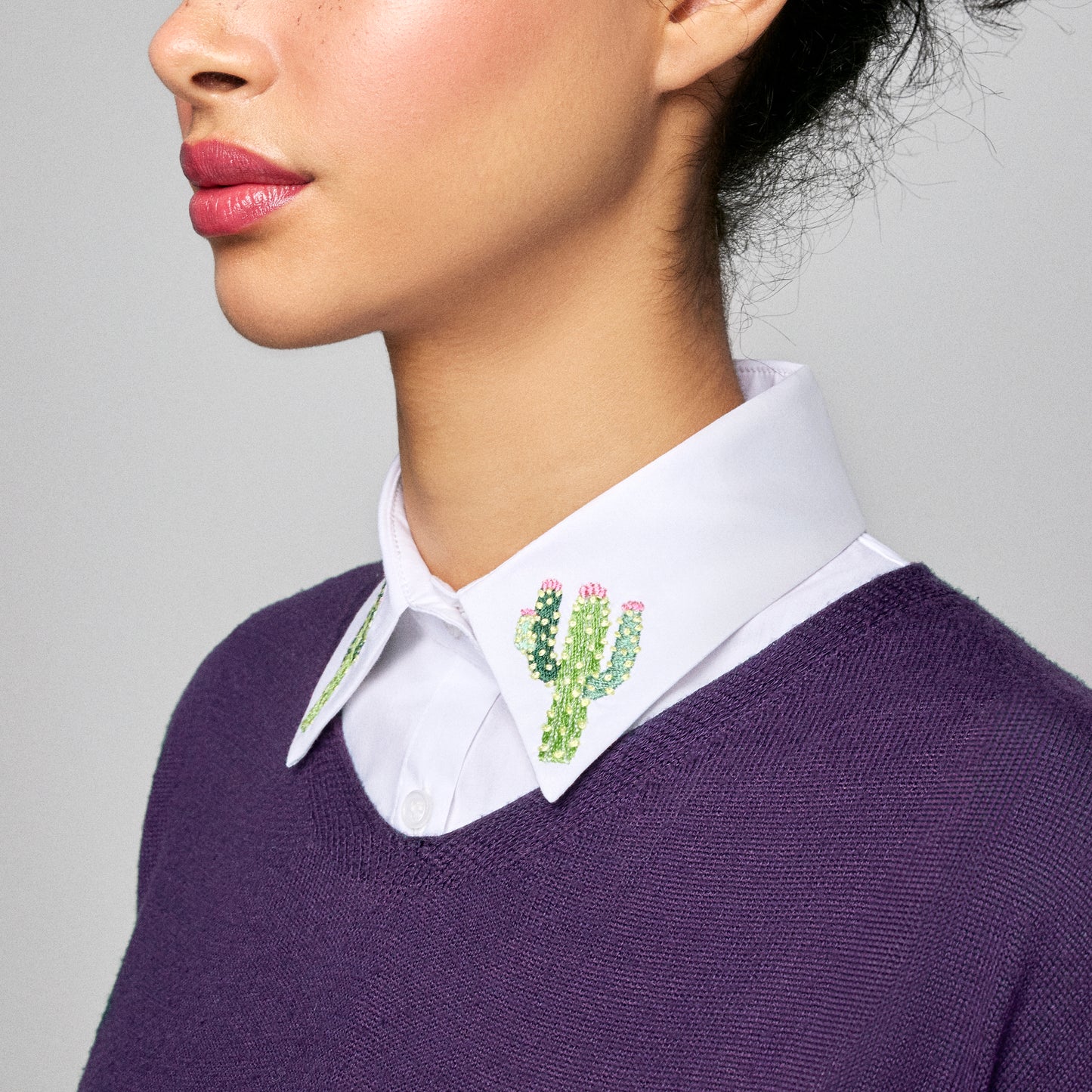 Cactus Embroidered Detachable Collar